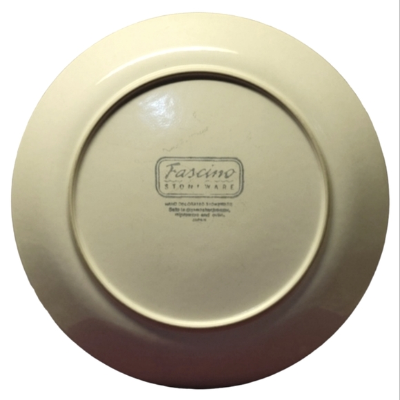 1 Vtg 80's Dinner Plate Yamaka Fascino Hand Painted Stoneware Blue  Pink Floral - Picture 2 of 3